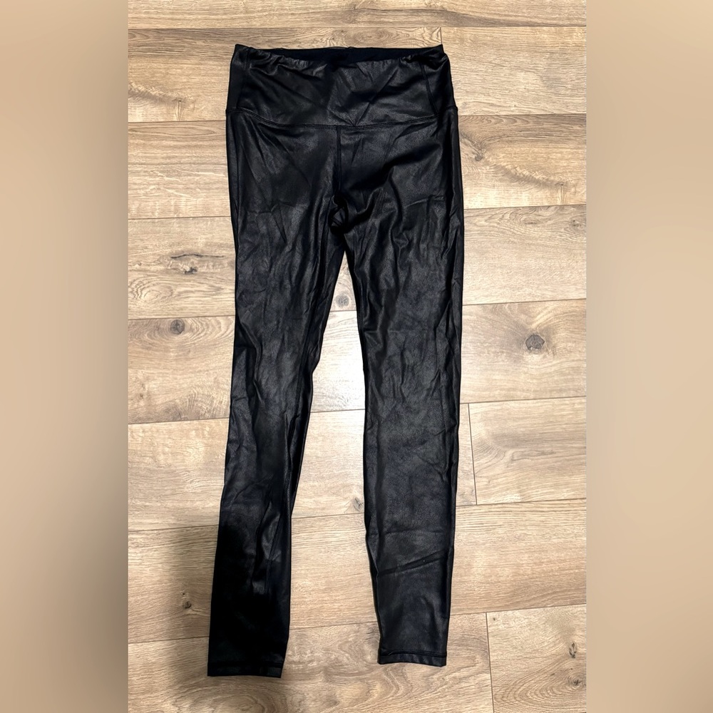 CRZ Yoga faux leather leggings. Black, size medium